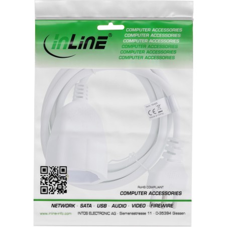 InLine? Strom-Verl?ngerung Schutzkontakt ITALIEN Stecker L / Buchse F, wei?, 2m