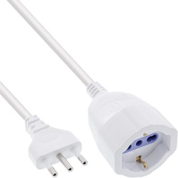 InLine? Strom-Verl?ngerung Schutzkontakt ITALIEN Stecker L / Buchse F, wei?, 10m