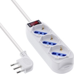 InLine® multiprise ITALIEN, 3x, avec interrupteur, 1,5m, blanc
