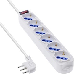 InLine® multiprise ITALIEN, 6x, avec interrupteur, 1,5m, blanc
