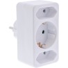 InLine® adaptateur de prise, prise avec contact de protection à 2x Euro 1x SK, blanc