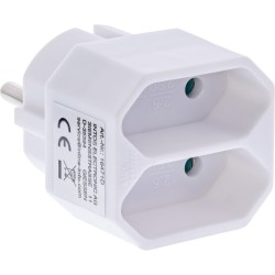 InLine® adaptateur de prise, prise de courant avec contact de protection à 2x prise femelle Euro, blanc