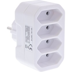 InLine? Steckdosenadapter, Schutzkontakt Stecker an 4x Eurobuchse, wei?