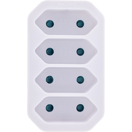 InLine® adaptateur de prise, prise de courant avec contact de protection à 4x prise femelle Euro, blanc