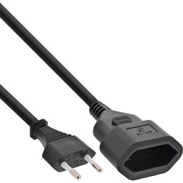 InLine? Euro-Verl?ngerung, Eurostecker an Eurokupplung, schwarz, 0,2m