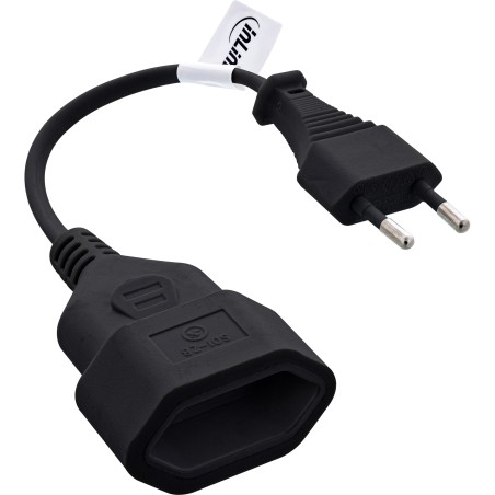 InLine? Euro-Verl?ngerung, Eurostecker an Eurokupplung, schwarz, 0,2m