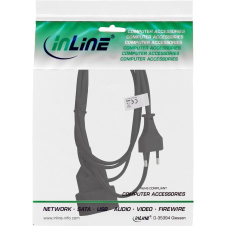 InLine? Euro-Verl?ngerung, Eurostecker an Eurokupplung, schwarz, 0,2m