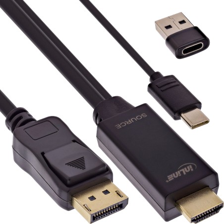InLine® câble convertisseur HDMI vers DisplayPort, 4K/60Hz, noir, 2m