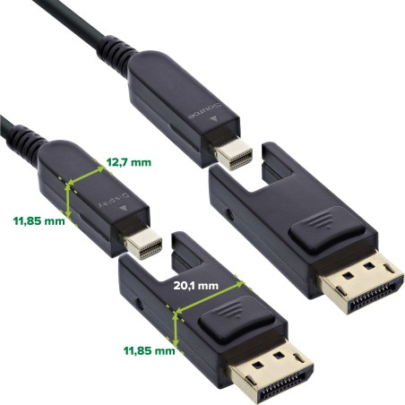 InLine® Câble DisplayPort 1.4 AOC, 8K4K, DisplayPort prise détachable, 40m