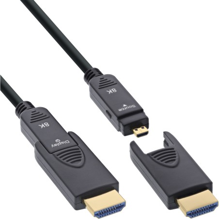 InLine® Câble HDMI AOC, Ultra High Speed HDMI, 8K4K, prise détachable, 25m