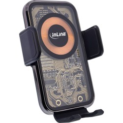 InLine® support allume-cigare pour Smartphone, ONE TOUCH QI 2, universel, chargeur sans fil
