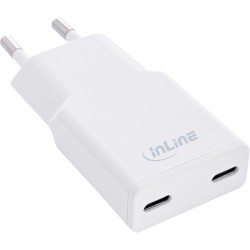 InLine® USB bloc d'alimentation chargeur Dual USB-C, PD, PPS, 30W, blanc