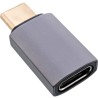 InLine® Adaptateur USB4, USB-C prise/prise femelle, aluminium, gris