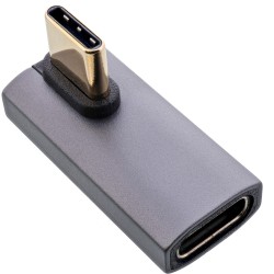 InLine? USB4 Adapter, USB-C Stecker/Buchse vertikal rechts/links gewinkelt, grau