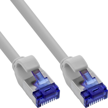 InLine® Câble patch Slim, Cat.6A, S/FTP, TPE (LSZH) flexible, PoE, gris, 10m