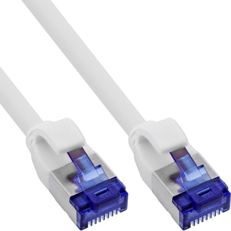 InLine® Câble patch Slim, Cat.6A, S/FTP, TPE (LSZH) flexible, PoE, blanc, 10m