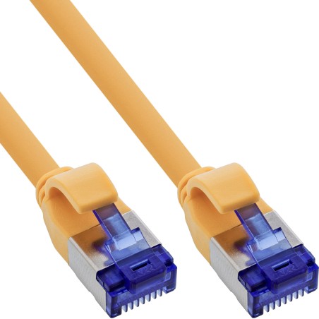 InLine® Câble patch Slim, Cat.6A, S/FTP, TPE (LSZH) flexible, PoE, jaune, 10m