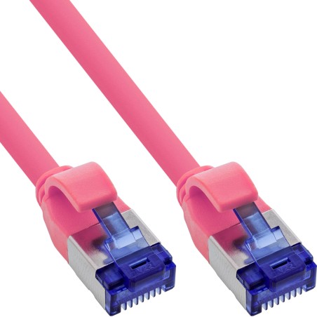 InLine? Patchkabel Slim, Cat.6A, S/FTP, TPE (LSZH) flexibel, PoE, magenta, 1m