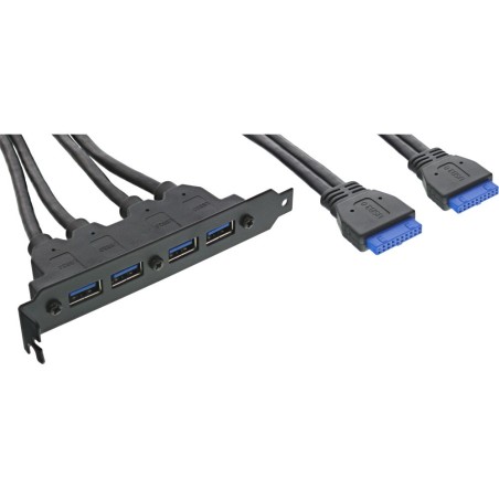 InLine® Slotblech USB 3.0, 4x USB Buchse auf intern Mainboardanschluss 0,5m