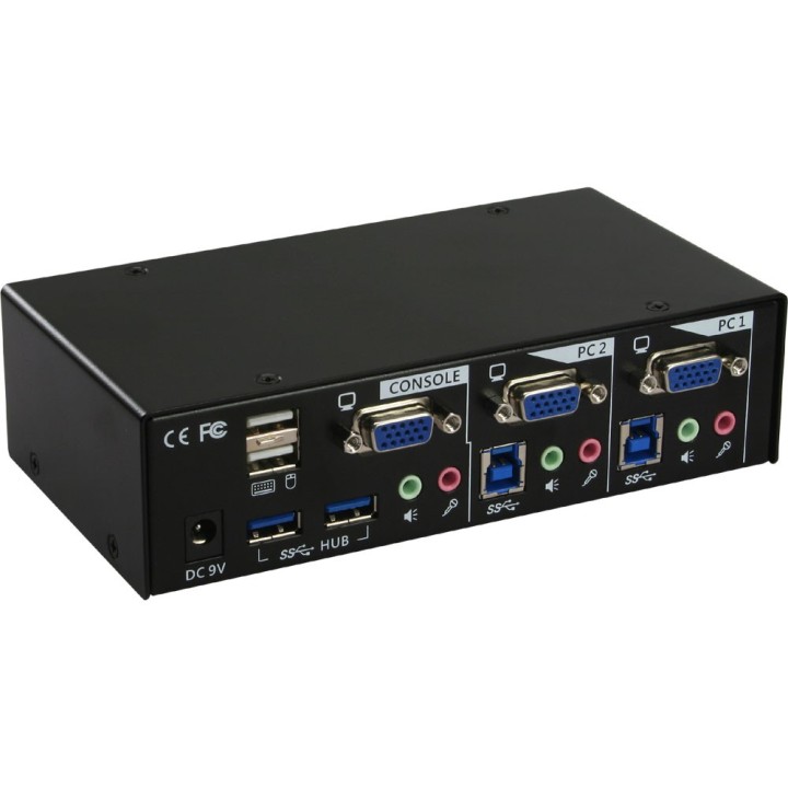 InLine® KVM Desktop Switch, 2-fach, VGA, USB 3.0 Hub, mit Audio