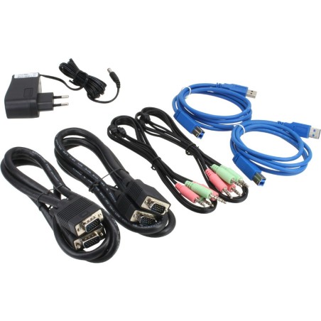 InLine® KVM Desktop Switch, 2-fach, VGA, USB 3.0 Hub, mit Audio
