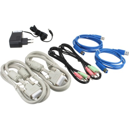 InLine® KVM Desktop Switch, 2-fach, DVI-I, USB 3.0 Hub, mit Audio