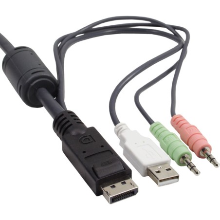 InLine® KVM Switch, 2-fach, Displayport, USB, mit Audio, integr. Kabel