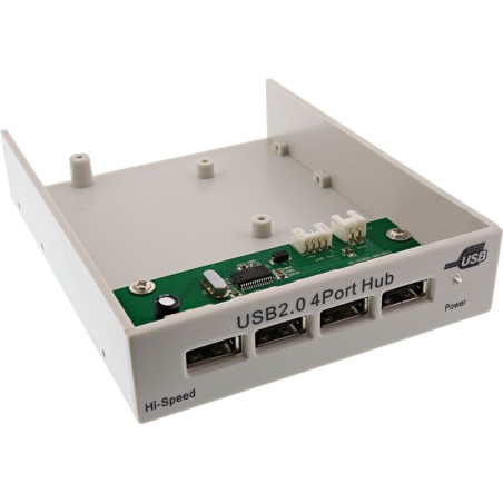 USB 2.0 concentrateur, InLine®, 4 x pour compartiment 3,5", beige