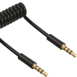 InLine® Klinke Spiralkabel, 3,5mm Stecker / Stecker, Stereo, 4-polig vergoldet, 2m