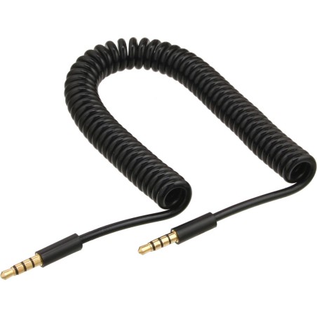 InLine® Klinke Spiralkabel, 3,5mm Stecker / Stecker, Stereo, 4-polig vergoldet, 2m