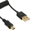 InLine® USB 2.0 Spiralkabel, USB A Stecker an Mini-B Stecker (5pol.), schwarz, 2m