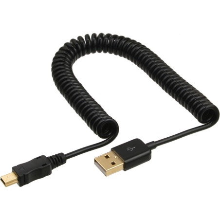InLine® USB 2.0 Spiralkabel, USB A Stecker an Mini-B Stecker (5pol.), schwarz, 2m