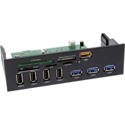 InLine® Frontpanel für den DVD-Schacht, Cardreader, USB 3.0, USB 2.0, USB Ladebuchse