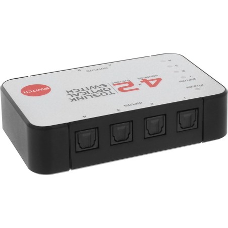InLine® Toslink Audio Umschalter 4 zu 2, 4x Toslink Buchse Eingang auf 2x Toslink Buchse Ausgang