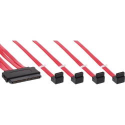 InLine® SAS Anschlusskabel intern, SFF-8484 an 4x SATA gewinkelt, 0,5m