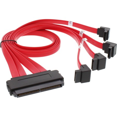 InLine® SAS Anschlusskabel intern, SFF-8484 an 4x SATA gewinkelt, 0,5m