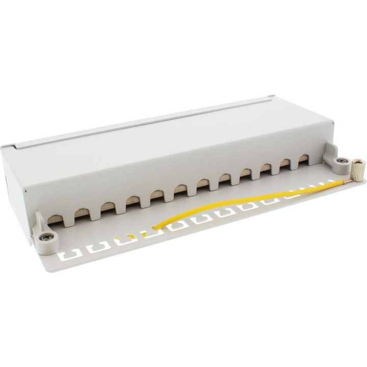 InLine® Patchfeld Cat.6A, 12-fach, Tisch/Wand-Montage, lichtgrau, RAL7035
