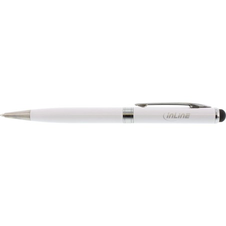 InLine® Stylus, Stift für Touchscreens + Kugelschreiber, Metall, weiß