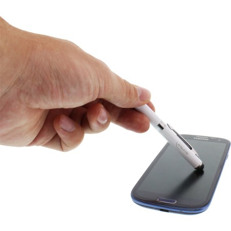 InLine® Stylus, Stift für Touchscreens + Kugelschreiber, Metall, weiß