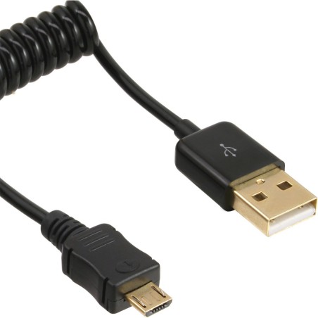 InLine® Micro-USB 2.0 Spiralkabel, USB-A Stecker an Micro-B Stecker, 5m