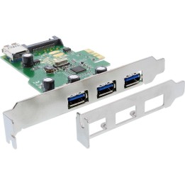 InLine® Schnittstellenkarte, 3x+1x USB 3.0, PCIe, mit SATA Stromanschluss, inkl. Low-Profile Slotblech