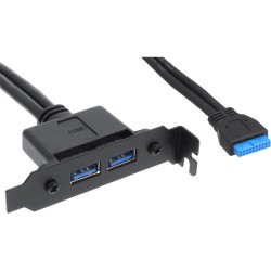 InLine® Slotblech low-profile USB 3.0, 2x USB A Buchse auf intern Mainboardanschluss 0,5m