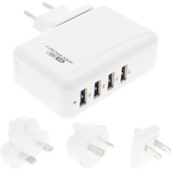 InLine® USB Netzteil 4-fach, Ladegerät, Stromadapter mit Länderstecker Bundle weiß