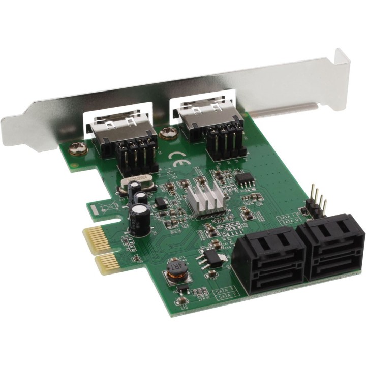 InLine® Schnittstellenkarte, 4x SATA 6Gb/s, mit 4x SATA + 2x eSATA, PCIe 2.0 (PCI-Express)