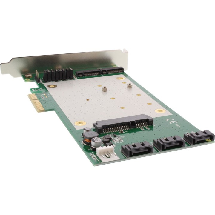 InLine® Schnittstellenkarte, 3x + 1x SATA 6Gb/s, RAID 0,1,10 JBOD, mit 2x M.2 (NGFF), PCIe 2.0 (PCI-Express)
