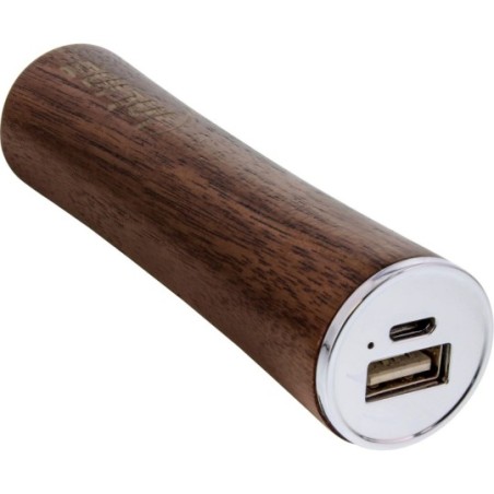 InLine® woodpower, USB Akku PowerBank 3.000mAh, mit LED Anzeige, Echtholz, Walnuss