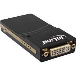 InLine® USB Grafikkarte, USB 2.0 zu DVI, mit DVI zu VGA und DVI zu HDMI Adapter, max 2048x1152