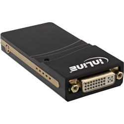 InLine® USB Grafikkarte, USB 2.0 zu DVI, mit DVI zu VGA und DVI zu HDMI Adapter, max 2048x1152
