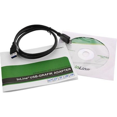 InLine® USB Grafikkarte, USB 3.0 zu HDMI, mit HDMI zu DVI Adapter, max 2048x1152