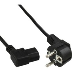 Câble réseau, InLine®, Schutzkontakt anguleux sur prise dispositifs froids plié à gauche, 1,8m, noir